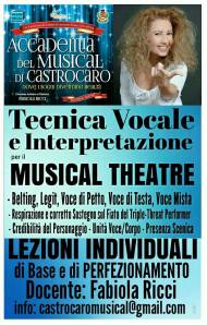Locandina LEZIONI INDIVIDUALI TECNICA VOCALE e INTERPRETAZIONE MUSICAL THEATRE