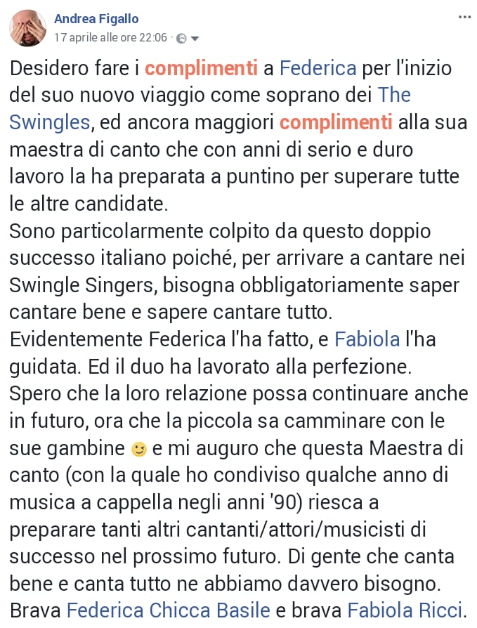 Foto Complimenti ANDREA FIGALLO per FEDERICA
