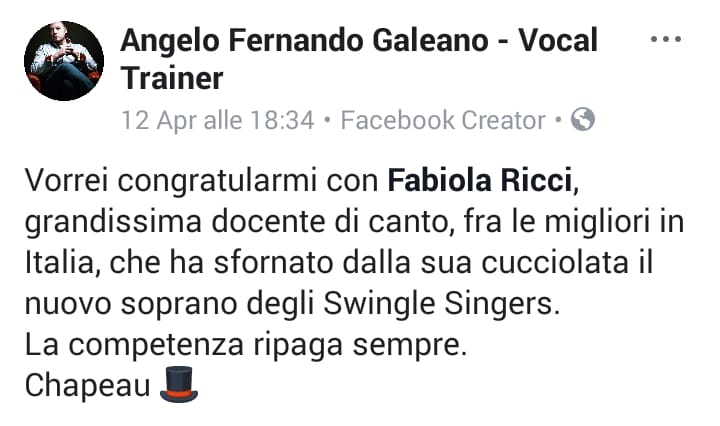 Foto Complimenti ANGELO FERNANDO GALEANO per FEDERICA nei SWINGLES